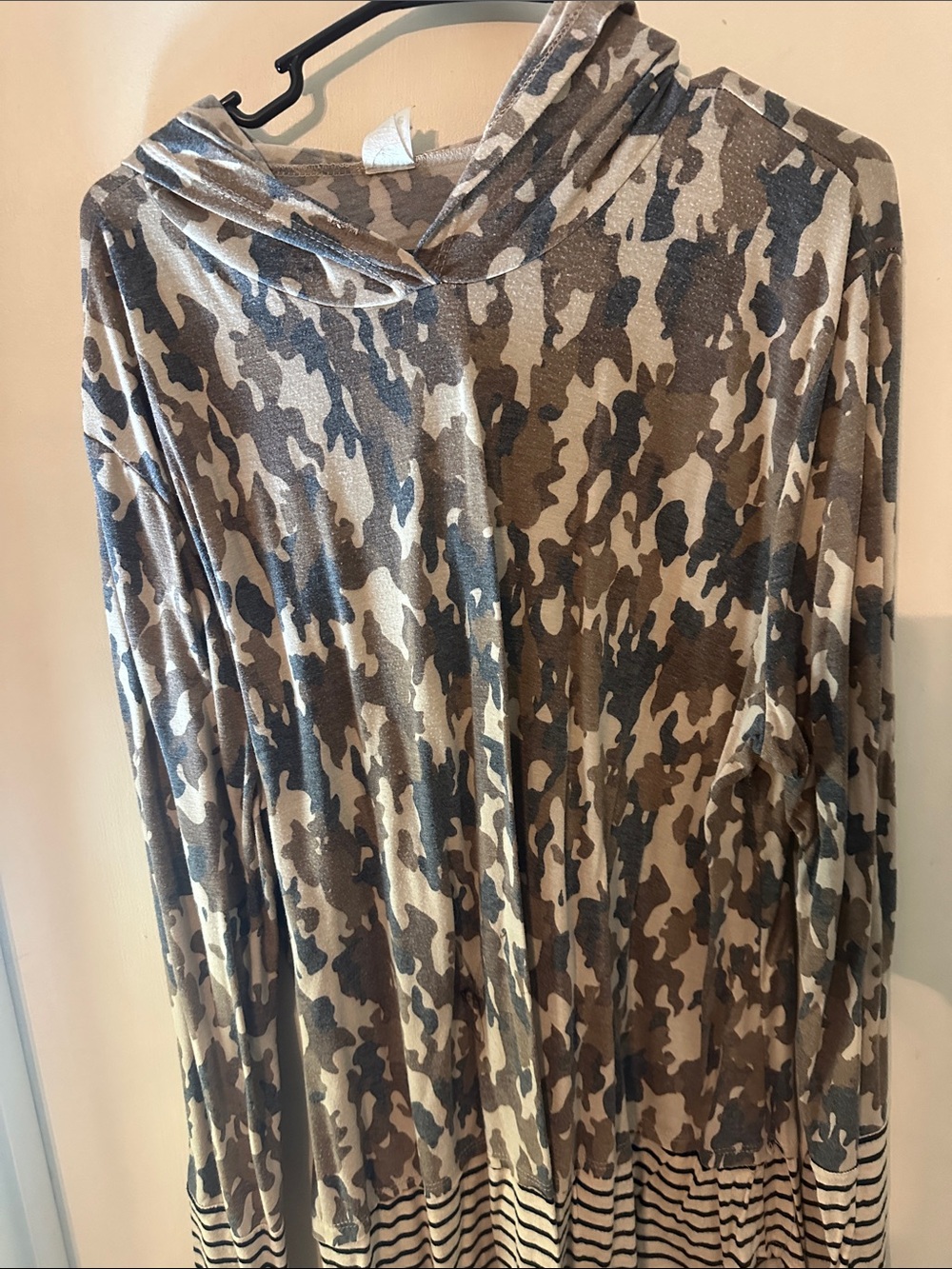 Sew In Love Brown & Tan Camo Hooded Long Sleeve Top